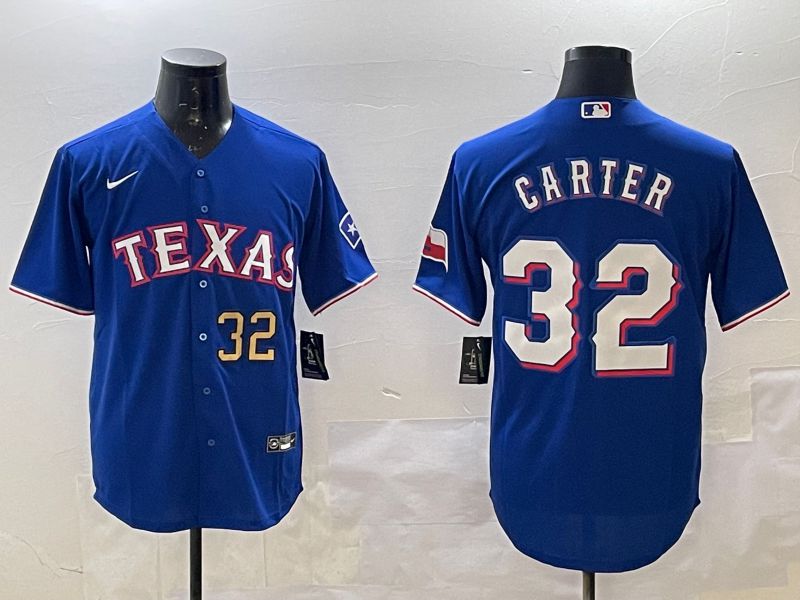Men Texas Rangers 32 Carter Blue Game 2025 Nike MLB Jersey style 4